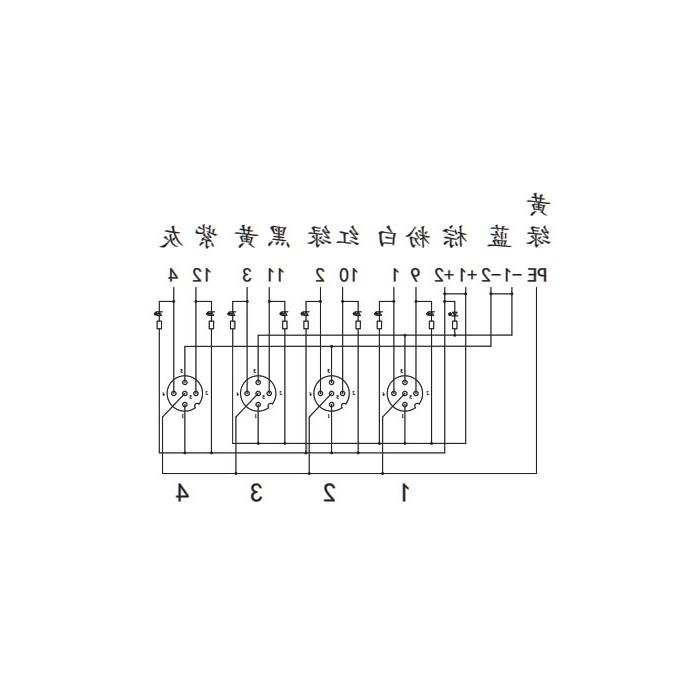 M12分线盒、双通道、NPN、4端口一体式、带LED、PCB端子带插头、24N4SG